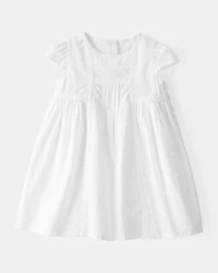 Baby Girl Textured Babydoll Dress - White