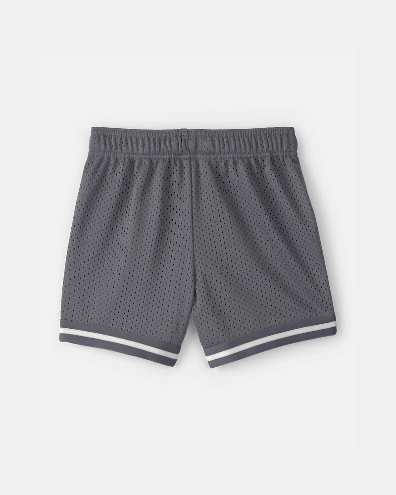 Toddler Boy Stripe Mesh Active Shorts - Grey