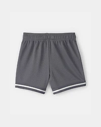 Toddler Boy Stripe Mesh Active Shorts - Grey