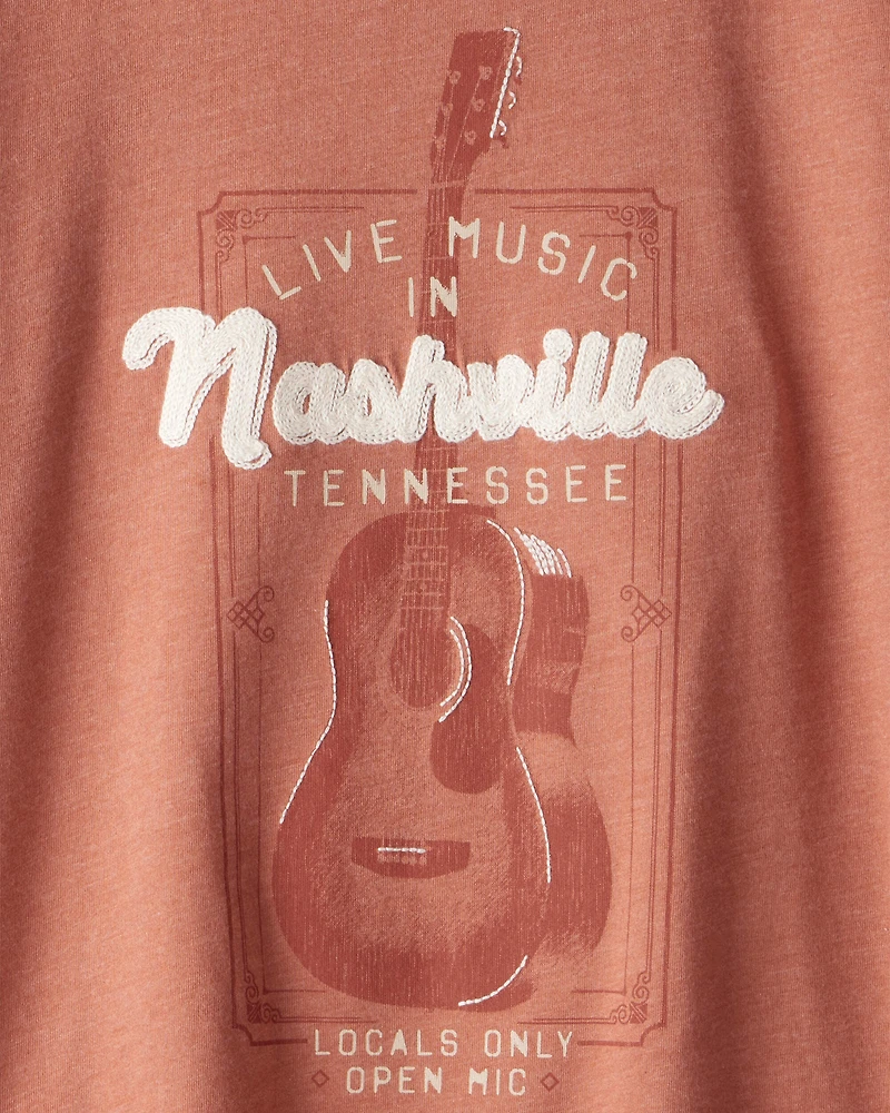 Boys Nashville Music Short-Sleeve Graphic Tee - Brown