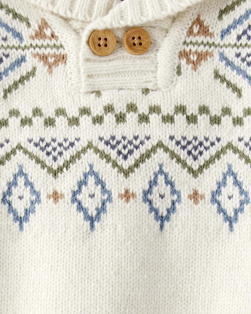 Baby Boy Fair Isle Sweater - Cream
