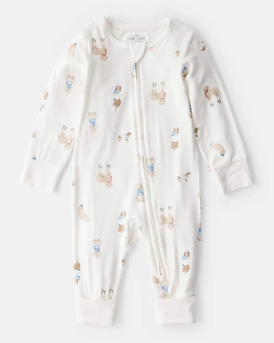 Baby Dog Print PurelySoft Snug Fit Sleep & Play Pajamas - White