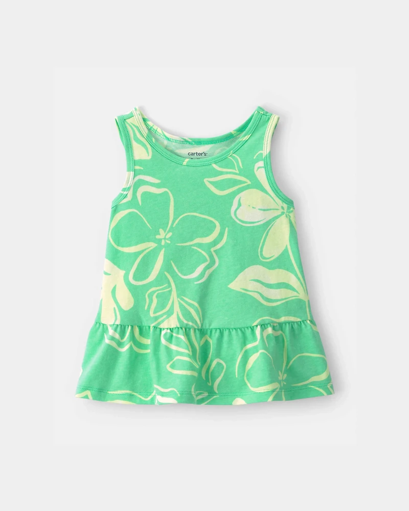 Toddler Girl Floral Peplum Tank Top - Green