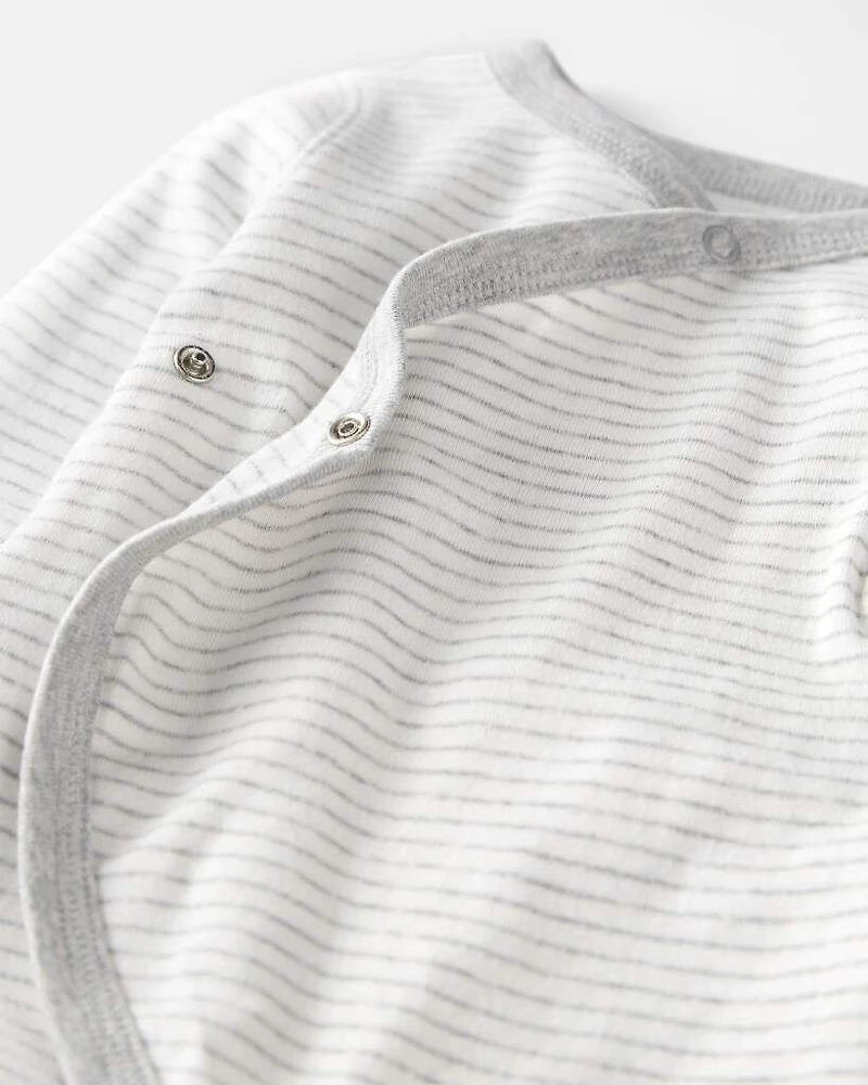 Baby Organic Cotton Wrap Sleep & Play Pajamas in Stripes