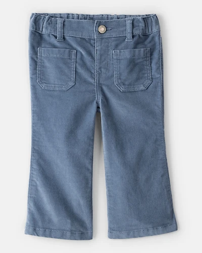 Baby Girl Velvet Flare Pants - Blue