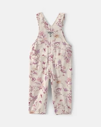 Baby Girl Floral Overalls - Ivory