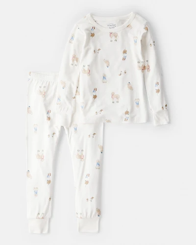 Toddler Dog Print PurelySoft 2-Piece Pajamas - White