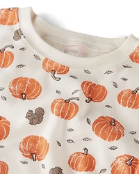 Kids 2-Piece Organic Cotton Pajamas in Harvest Pumpkins