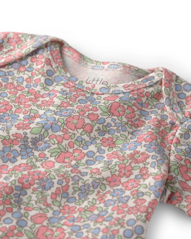 Baby Girl 5-Piece Organic Cotton Bodysuits & Leggings Set