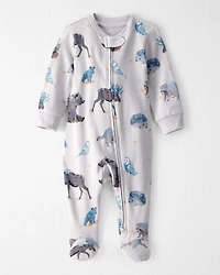 Baby Organic Cotton Sleep & Play Pajamas in Midnight Forest Print