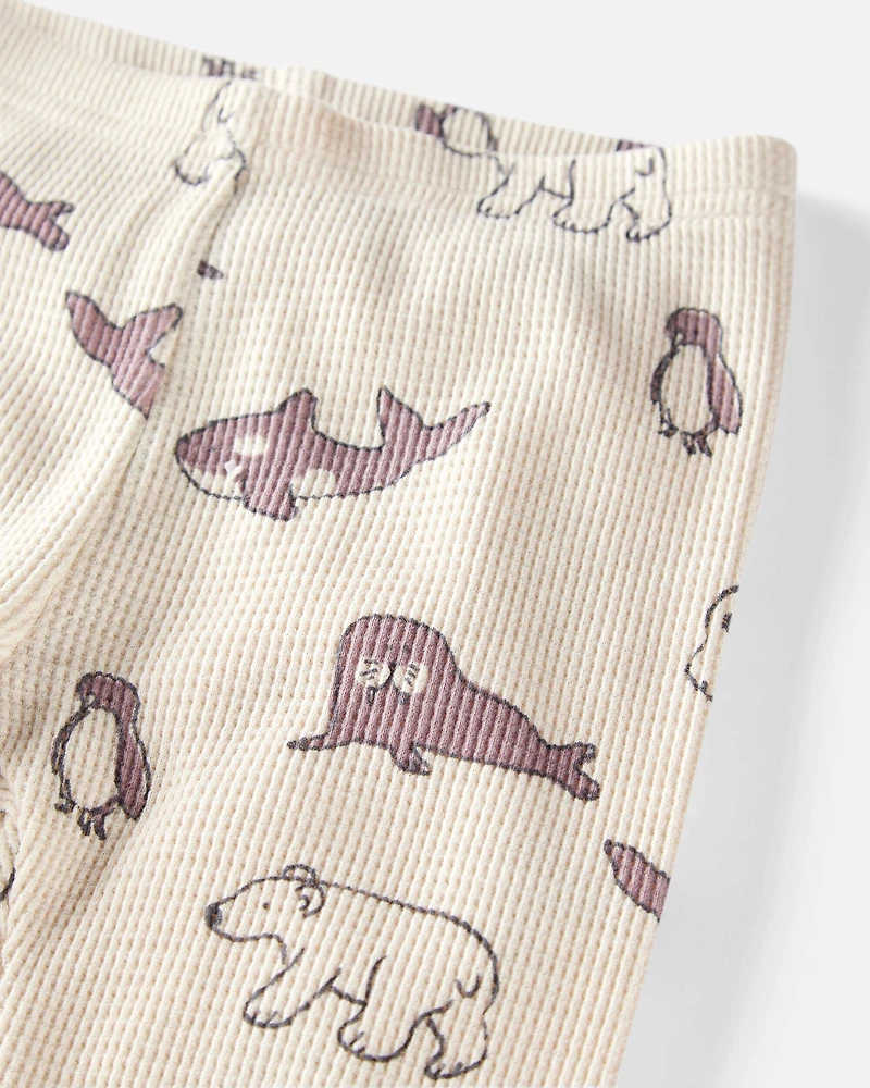 Baby Waffle Knit Pajamas Made with Organic Cotton in Artic Friends Print