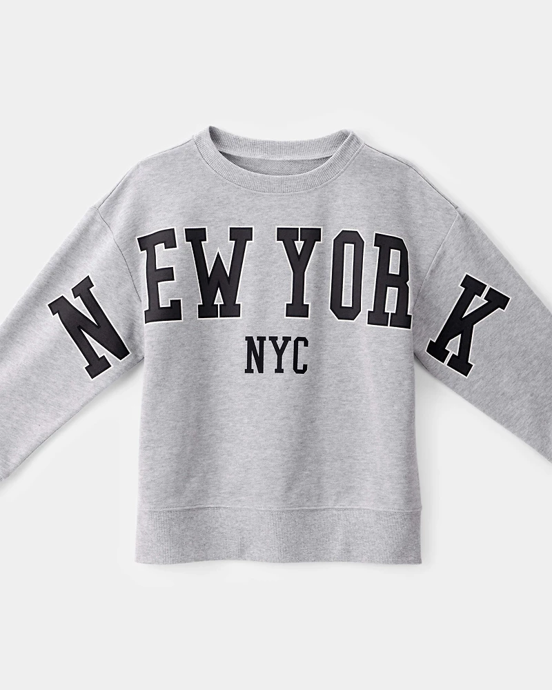 Boys NYC French Terry Pullover Sweatshirt - Grey