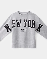 Boys NYC French Terry Pullover Sweatshirt - Grey