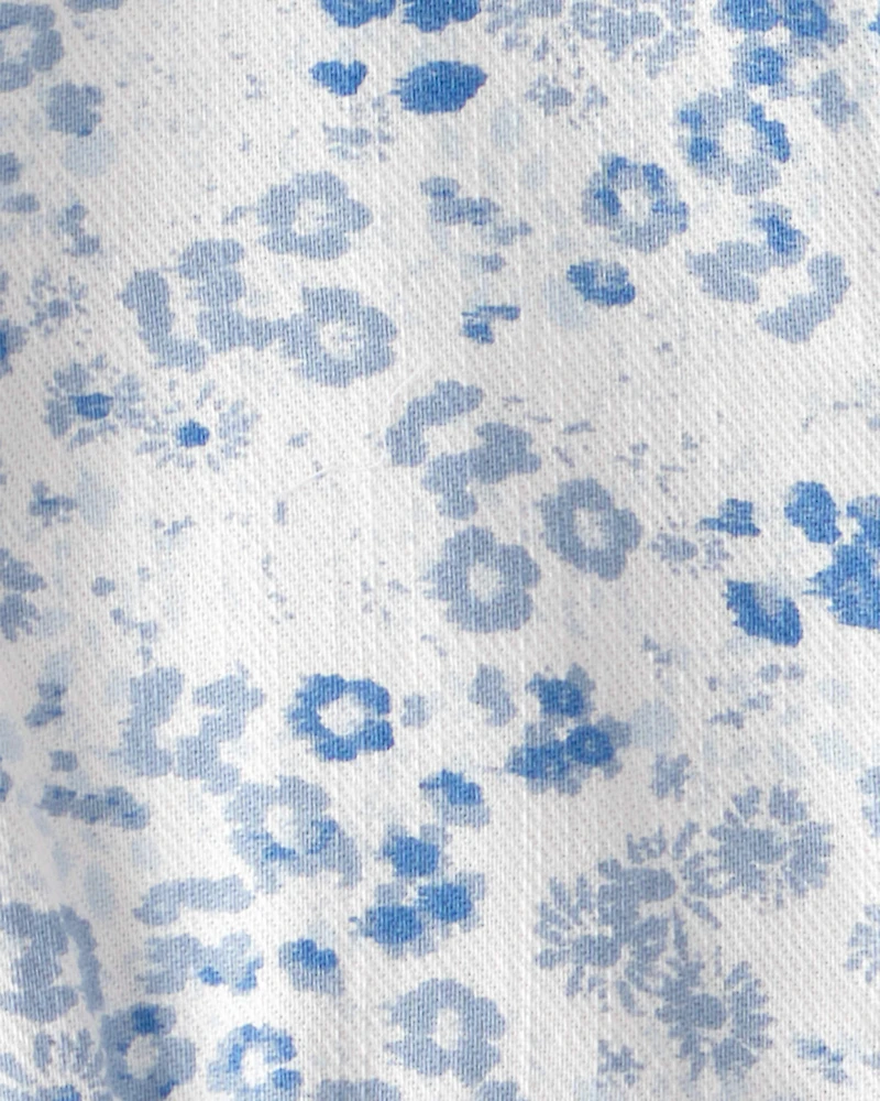 Toddler Girl Floral Button-Up Dress - Blue/White