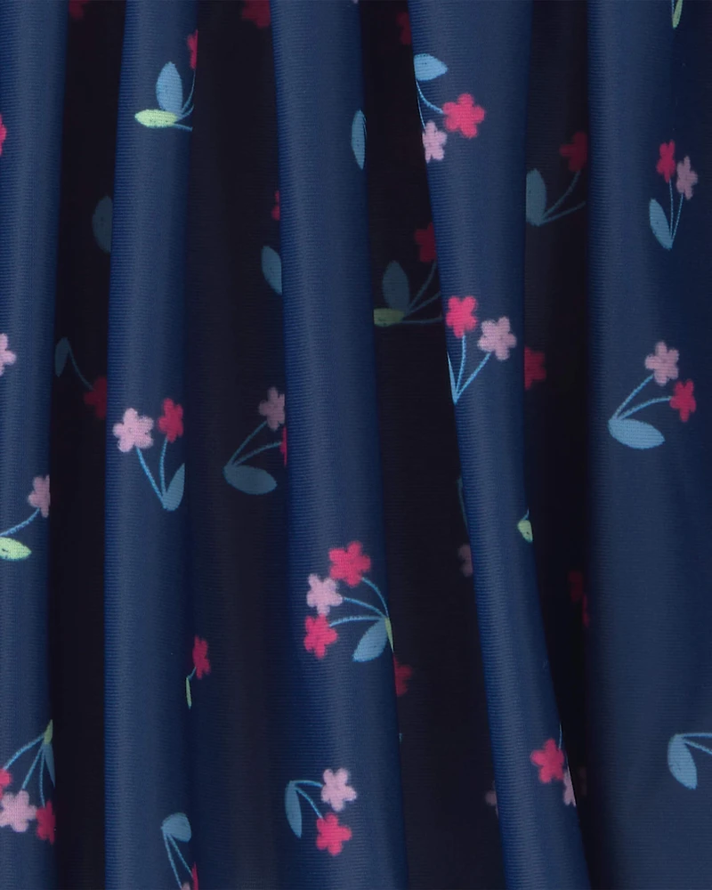 Girls Floral Active Skort - Navy
