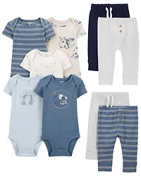 Baby 9-Piece Panda Print Bodysuits & Pants Set