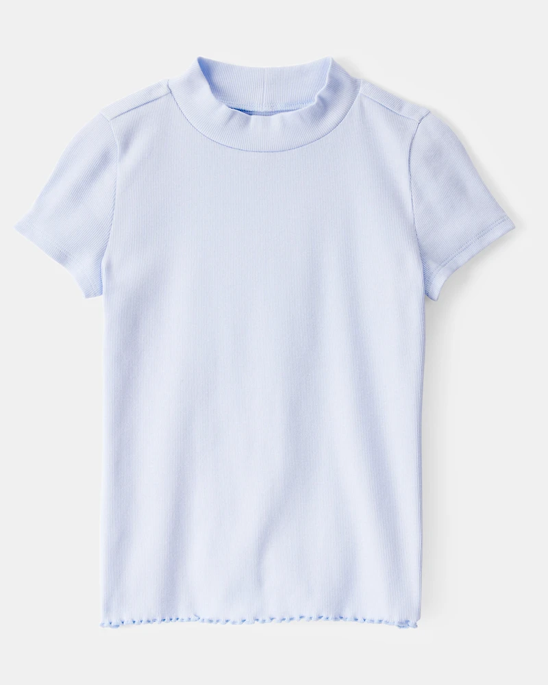 Kid Mock Neck Ribbed Tee - Blue