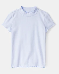 Kid Mock Neck Ribbed Tee - Blue