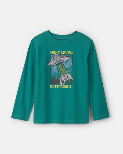 Boys 'Next Level Outer Orbit' Spaceship Long-Sleeve Graphic Tee - Green