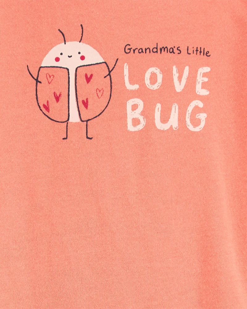 Baby Grandma's Little Love Bug Short-Sleeve Bodysuit - Peach