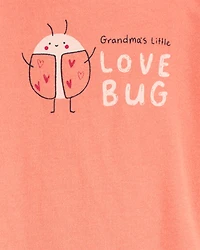 Baby Grandma's Little Love Bug Short-Sleeve Bodysuit - Peach