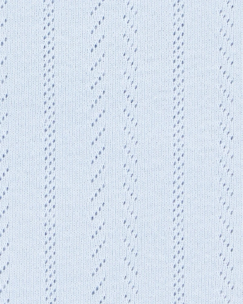 Kid Pointelle Baby Tee - Blue