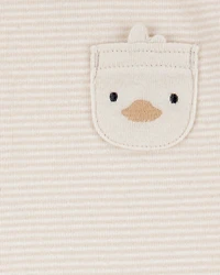 Baby 4-Piece Striped Duck Outfit Set - Brown