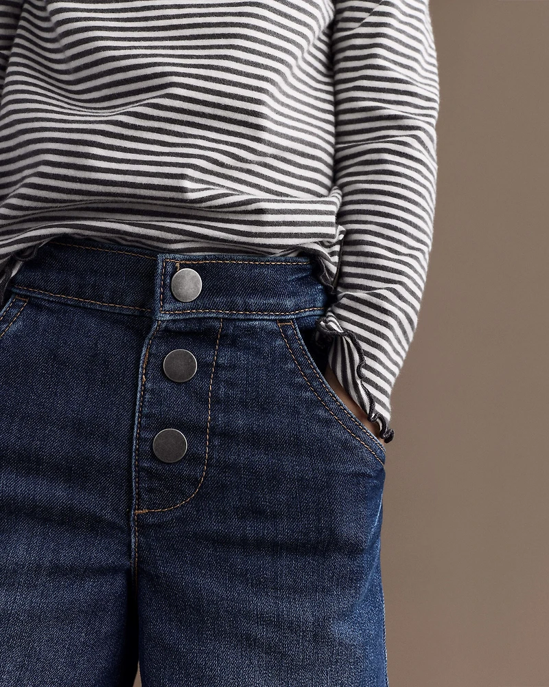 Toddler Girl Wide-Leg Pants in Denim - Blue
