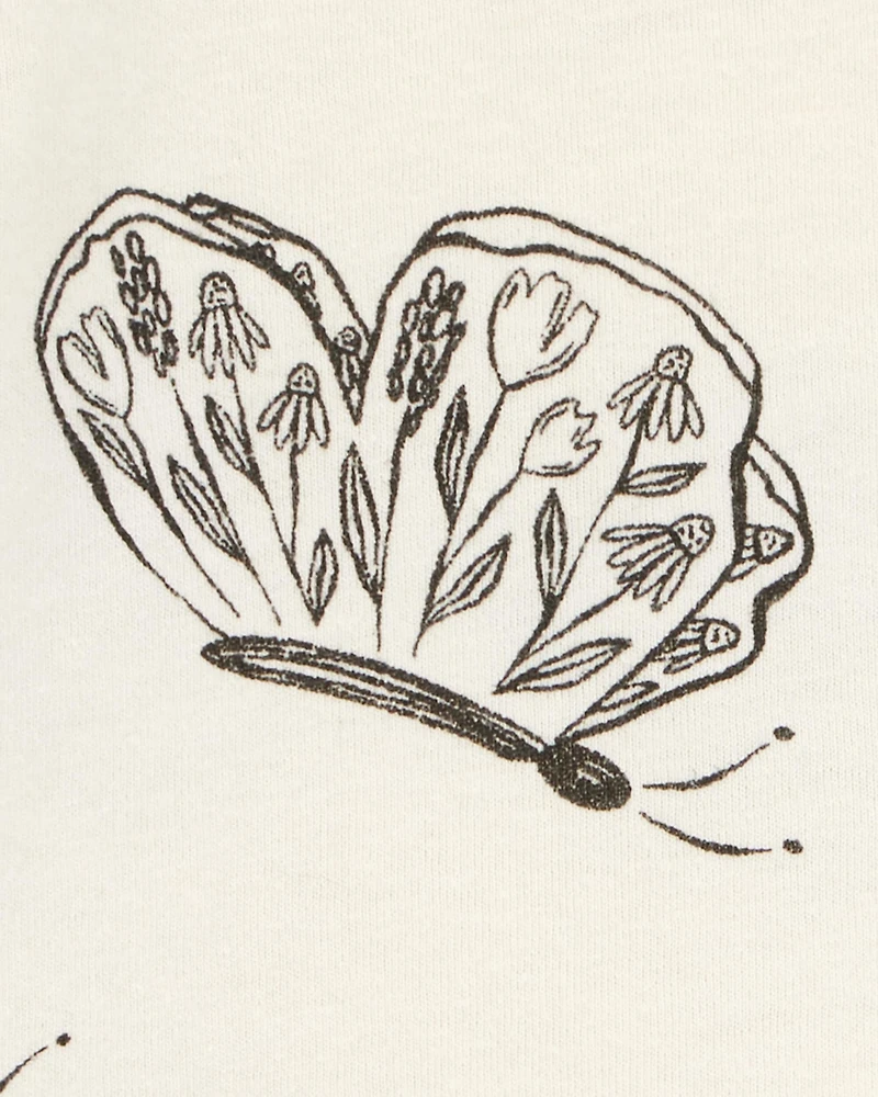 Toddler Girl Butterfly Short-Sleeve Peplum Tee - Cream