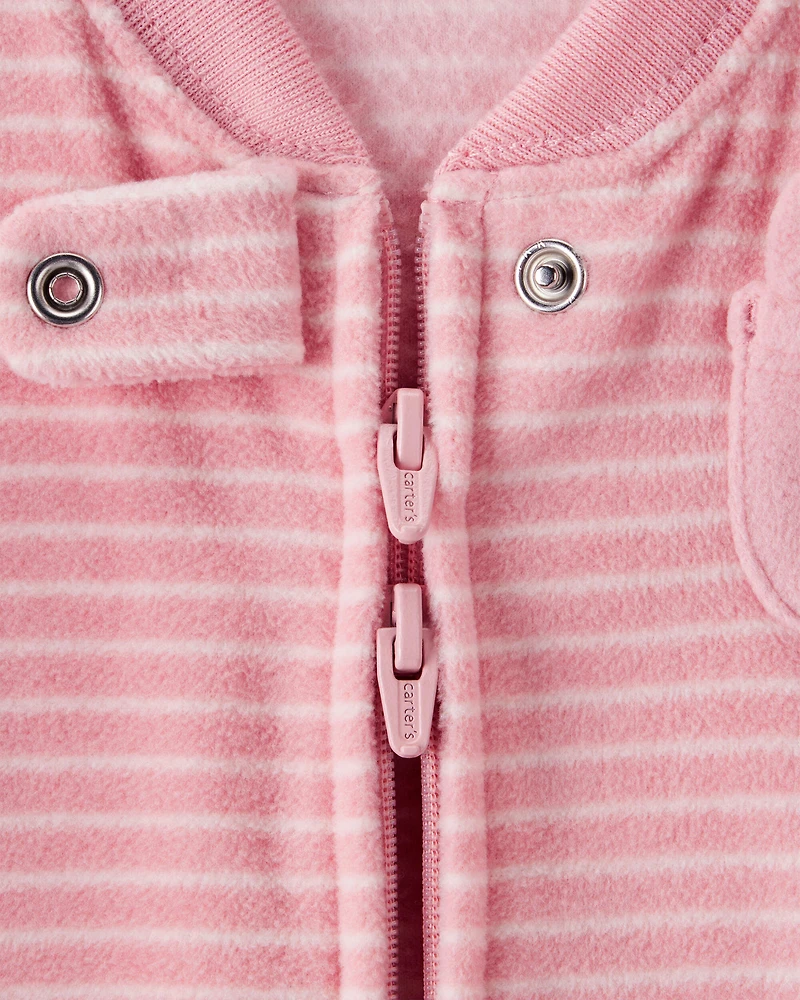 Baby Bunny Striped Long-Sleeve Wearable Blanket - Pink