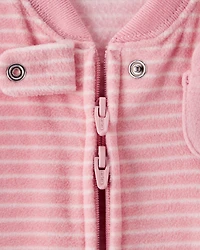 Baby Bunny Striped Long-Sleeve Wearable Blanket - Pink