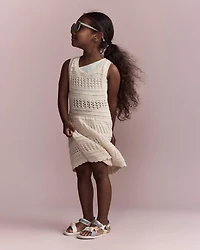Toddler Girl Crochet Cover Up - Cream
