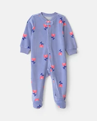 Baby Girl Tulip 2-Way Zip Sleep & Play Pajamas - Blue