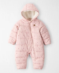 Baby Girl 1-Piece Snowsuit Made with Recycled Materials in Blush Petals Print