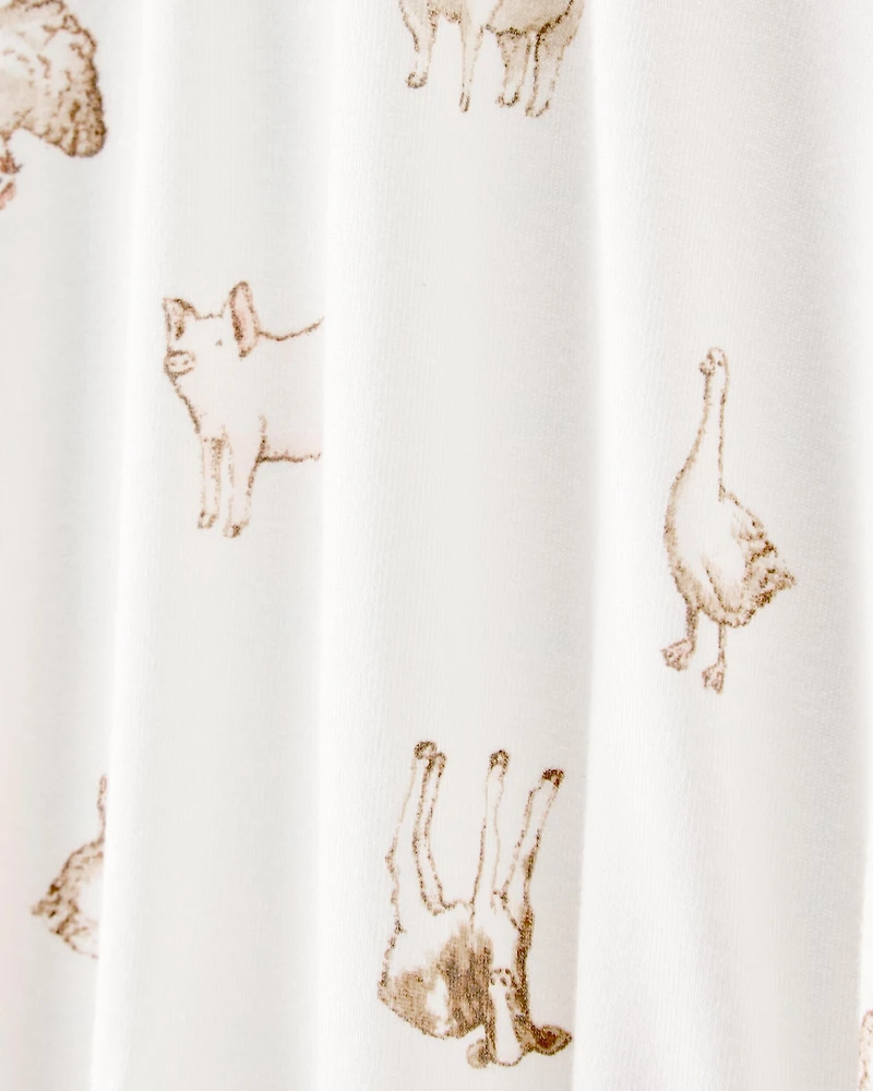 Baby Farm Animals Print PurelySoft Footie 1-Piece Pajamas - Ivory
