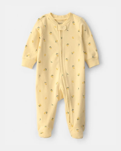 Baby Lemon 2-Way Zip 100% Cotton Sleep & Play Pajama - Yellow