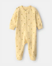 Baby Lemon 2-Way Zip 100% Cotton Sleep & Play Pajama - Yellow