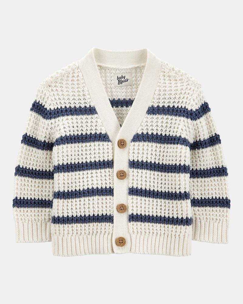 Baby 2-Piece Striped Sweater Knit Cardigan & Roll-Up Cuff Jeans Set