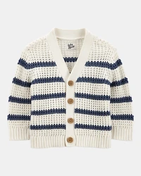 Baby 2-Piece Striped Sweater Knit Cardigan & Roll-Up Cuff Jeans Set