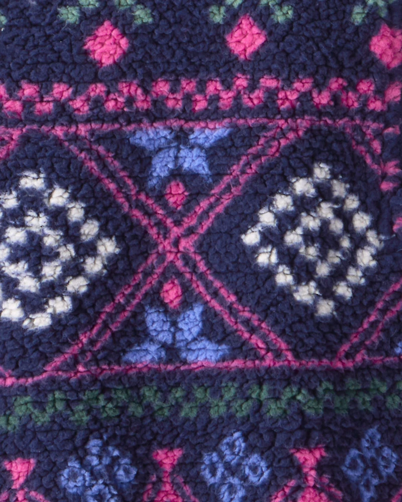 Girls Fair Isle Sherpa Quarter-Zip Pullover