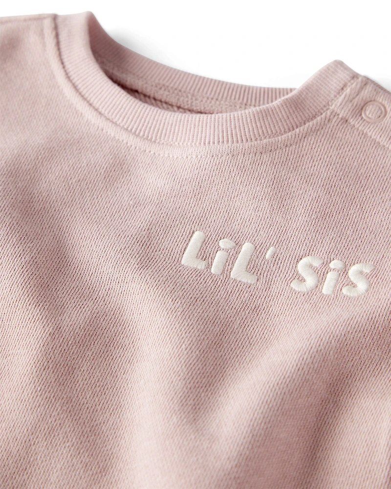 Baby Girl Organic Cotton Lil Sis Bubble