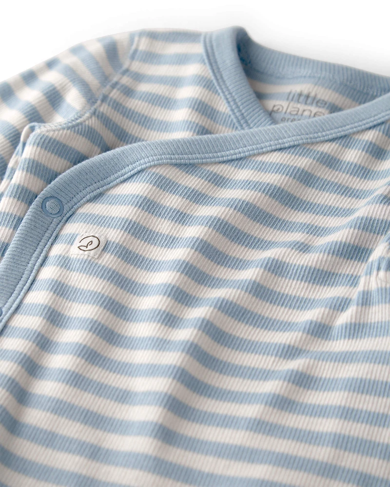 Baby Organic Cotton Wrap Bodysuit in Stripes
