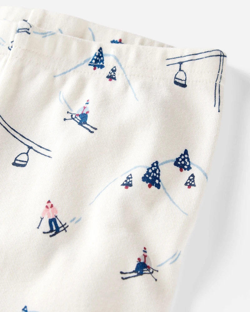 Toddler Organic Cotton Pajamas in Snowy Slopes Print