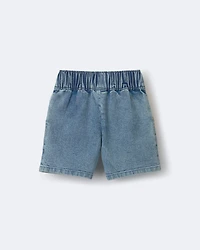 Toddler Colorblock Long-Line Shorts in Denim