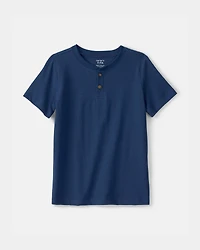 Boys Solid Henley T-Shirt - Blue
