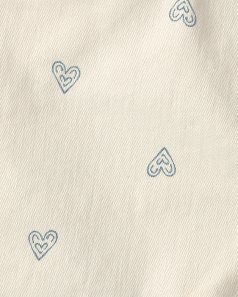 Girls Heart Denim Shorts - Ivory