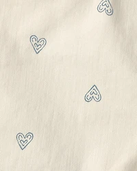 Girls Heart Denim Shorts - Ivory