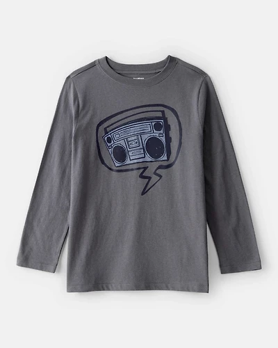 Boys Radio Long-Sleeve Graphic Tee - Grey