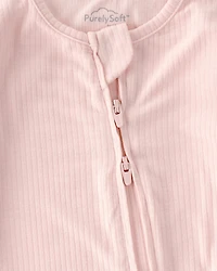 Baby Girl 2-Way Zip PurelySoft Sleep & Play Pajama - Light Pink