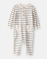 Baby Boy Striped Cotton Long-Sleeve Jumpsuit